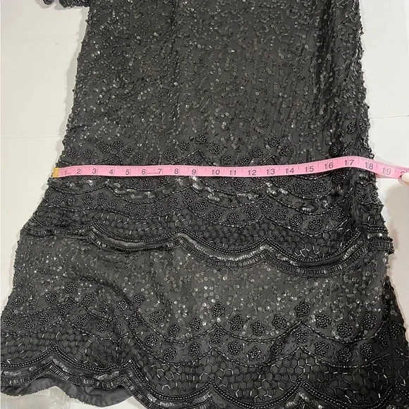 1980S LAURENCE KAZAR BLACK SILK
SEQUIN DRESS size Large - Picture 12 of 14